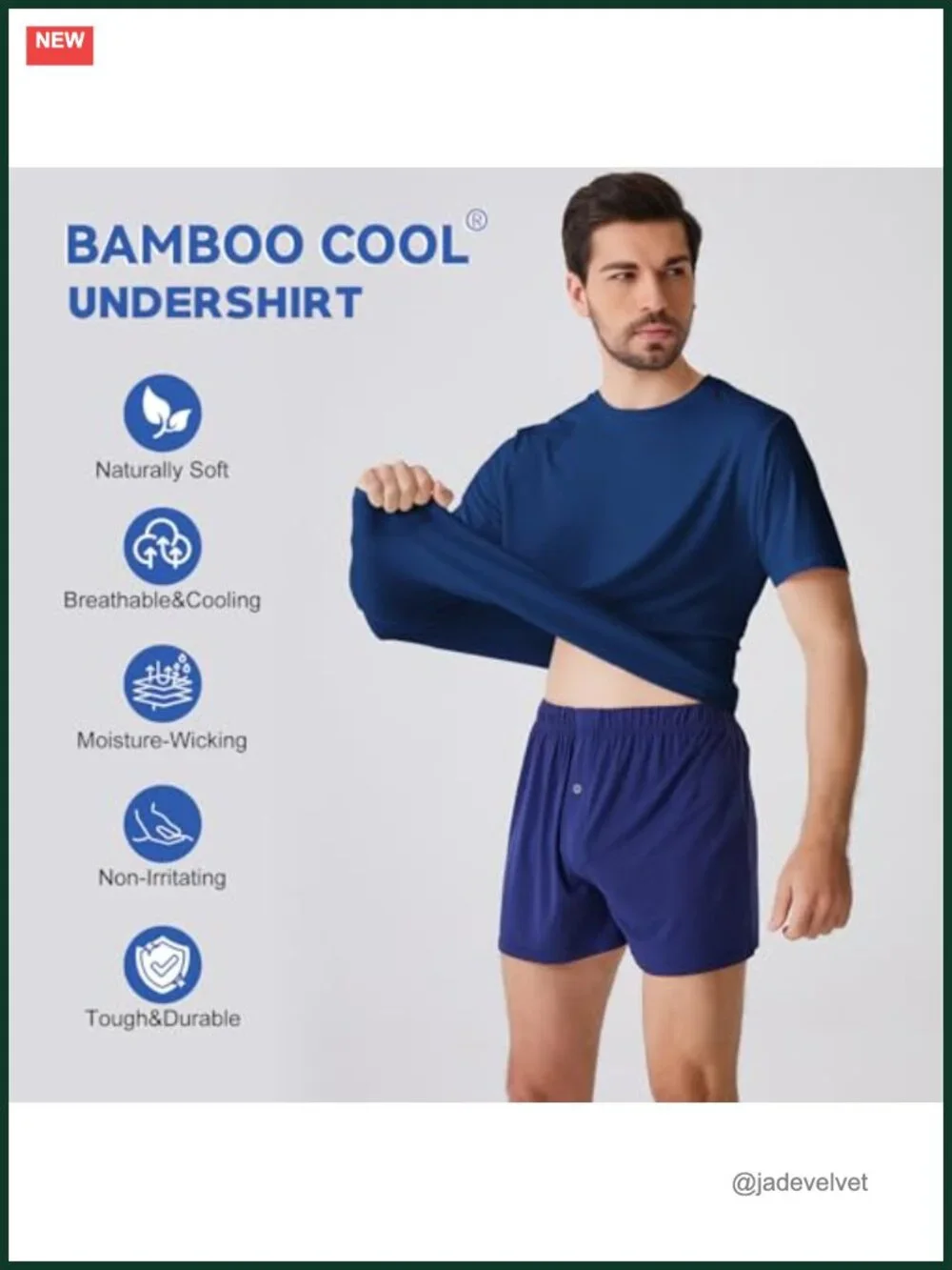 3 Pack Men's Undershirts - Soft Moisture Wicking Bamboo Blend Crew Neck Tees